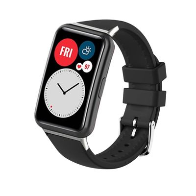 KangPlus Replacement Band Compatible with Huawei Watch FIT,Soft Silicone Sport Bracelet Adjustable 5.5-8.1 inch Waterproof Wristband for Women Men - Black
