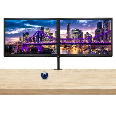 HP V24 24 inch TN Full HD 1920 x 1080 LED Backlit LCD Monitor 2-Pack Bundle with HDMI & VGA Ports, FreeSync, 75Hz Refresh Rate, Low Blue Light, Desk Mount Clamp Dual Monitor Stand, & Mini Speaker