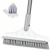 CraftinAround 2 in 1 Floor Scrub Brush with V-Shape Stiff PVC Bristles, Stainless Steel Handle, Silver, 9x1.78x15.7 inches, 1 Count view 1
