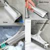 CraftinAround 2 in 1 Floor Scrub Brush with V-Shape Stiff PVC Bristles, Stainless Steel Handle, Silver, 9x1.78x15.7 inches, 1 Count view 4