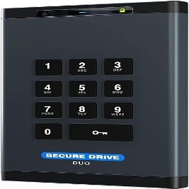 SecureData SecureDrive DUO 2TB Hardware Encrypted USB 3.0 Ext Drive FIPS 140-2 Level 3 Unlock via KeyPad or Phone app TAA Compliant, CJIS, HIPAA, CMMC, GDPR compliant, works with Mac and Win free AV