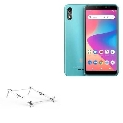 BoxWave Stand and Mount Compatible with BLU Studio X10+ - Pocket Aluminum Stand 3-in-1, Portable Multi Angle Viewing Riser - Metallic Silver