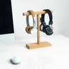 Gaming Headphone Stand Solid Wood Headset Holder Standing Headphone Hanger Desktop Headset Display Stand (Color : Natural, Size : 24 * 8 * 28cm) view 2