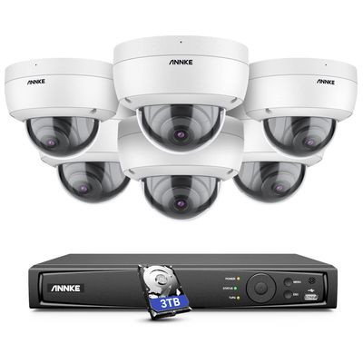 ANNKE H800 8CH Dome IP Security Camera System with 8MP H.265+ NVR, 6 X 5MP Outdoor CCTV Camera, Audio Recording, 100ft EXIR 2.0 Night Vision, IP67 Weatherproof, 24/7 Video Surveillance (3TB HDD)
