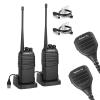 2 Pack Radioddity GA-2S Long Range Walkie Talkies for Adults UHF Two Way Radio Rechargeable with Micro USB Charging + 2 Pack Radioddity RD-203 Waterproof Remote Speaker Mic, K Plug view 1