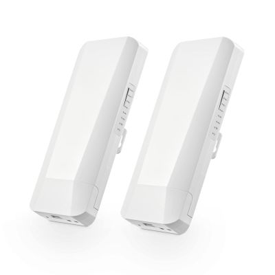 Outdoor Wireless Bridge, Point to Point WiFi Bridge, 5.8GHz 1-3KM Distance, 2X 100Mbps Ethernet Port, 24V PoE Adapter, 2 Pack