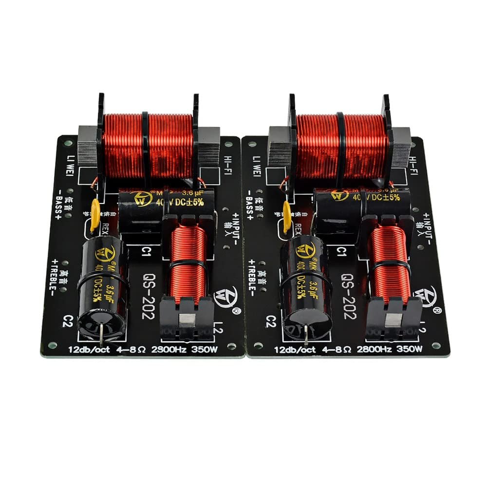 JINGERL 2pcs 350W 2 Ways Crossover Audio Board Tweeter Bass Speaker Frequency Divider 2 Unit for 4-8Ohm DIY Speaker Filter 2800HZ