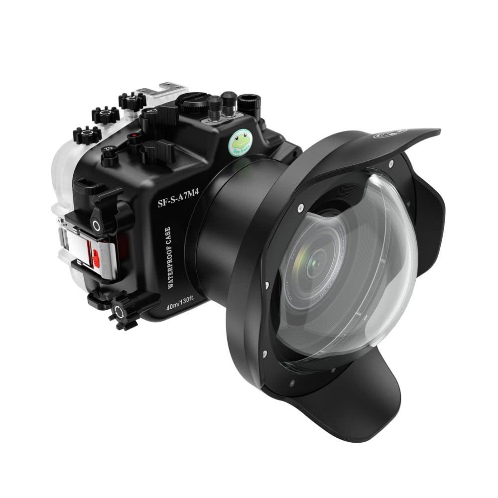 Seafrog Professional Waterproof Housing w/ 6 Inch Dome Port (WA005-F) Kit, for Sony A7M4 with FE 24-105mm F4 / 16-35mm F2.8 (Zoom Gear Included) Underwater 40m/130fit Diving Case-Black