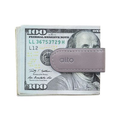 Alto Leather Magnetic Money Clip, Multiple Function Italian Leather Smart Holder for Money Clip, Cable Strap, Hanger, and Tie Clip (Cement Gray)
