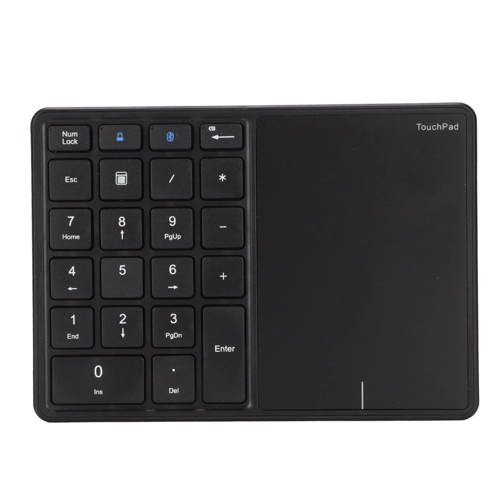 ASHATA 2 in 1 Number Pad, Mini 22 Keys Numeric Keypad, Blutooth 4.2 2.4G Dual Modes USB Number Pad Numpad with Touchpad for Laptop, PC, Desktop, Notebook(Black)
