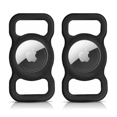 Asopetch Holder for Dog Collar, Waterproof Dog Collar Holder, Soft Silicone Full-Body Protective Anti-Lost Case, Ultra-Durable, Easy Installation, Lightweight, Black, 2 Pack