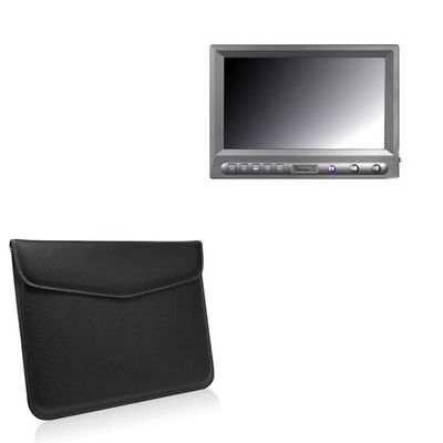 BoxWave Case Compatible with Avinair AV-FPV-819WDT - Executive Leather Pouch, Slim Leather Sleeve Cover with Soft Lining - Jet Black