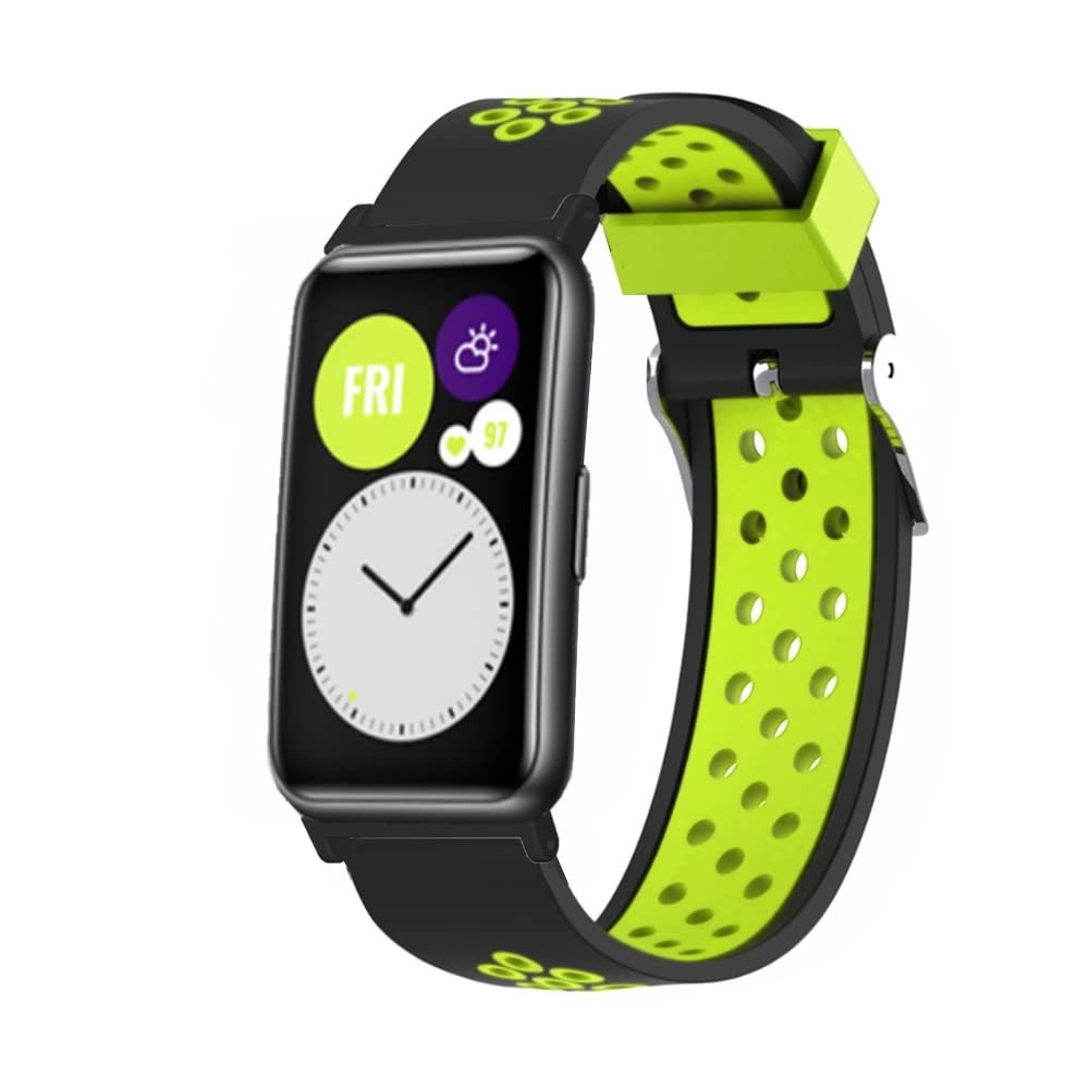 KangPlus Sport Wristband Compatible with Huawei Watch FIT,Soft Silicone Sport Wristband Adjustable 5.5-8.1 inch Watch Strap for Women Men - Green