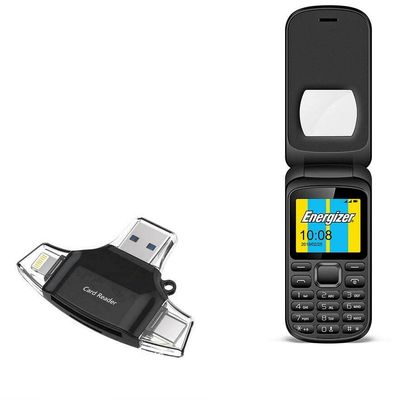 BoxWave Smart Gadget Compatible with Energizer E220s - AllReader SD Card Reader, microSD Card Reader SD Compact USB - Jet Black