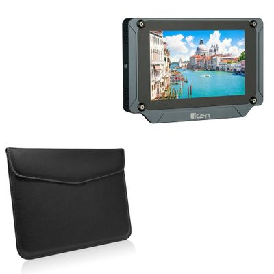 BoxWave Case Compatible with Ikan Saga SX7 - Executive Leather Pouch, Slim Leather Sleeve Cover with Soft Lining - Jet Black