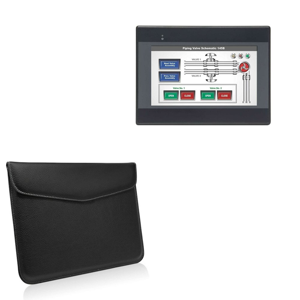 BoxWave Case Compatible with Maple Systems HMI5070LB - Executive Leather Pouch, Slim Leather Sleeve Cover with Soft Lining - Jet Black