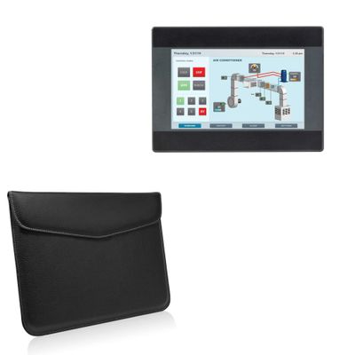 BoxWave Case Compatible with Maple Systems HMI5070B - Executive Leather Pouch, Slim Leather Sleeve Cover with Soft Lining - Jet Black