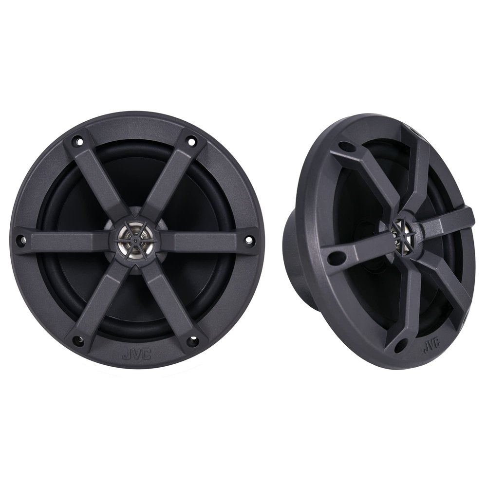 JVC CS-MS620 6.5-Inch 2 Way Coaxial Waterproof Marine/Car Motorsports Boat Audio Speakers, Pair, 4 Ohm, 100 Peak Watts (Black)