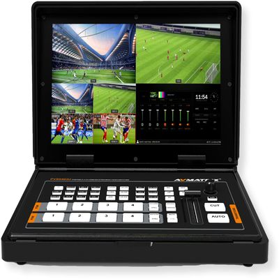 AVMatrix PVS0403U Portable SDI/HDMI Video Switcher, 10.1-incch FHD IPS LCD Monitor, USB for Capturing and Streaming, T-bar/Auto/Cut Transitions, Scaled Output and Multiview, 2PIP/POP, Logo Overlay