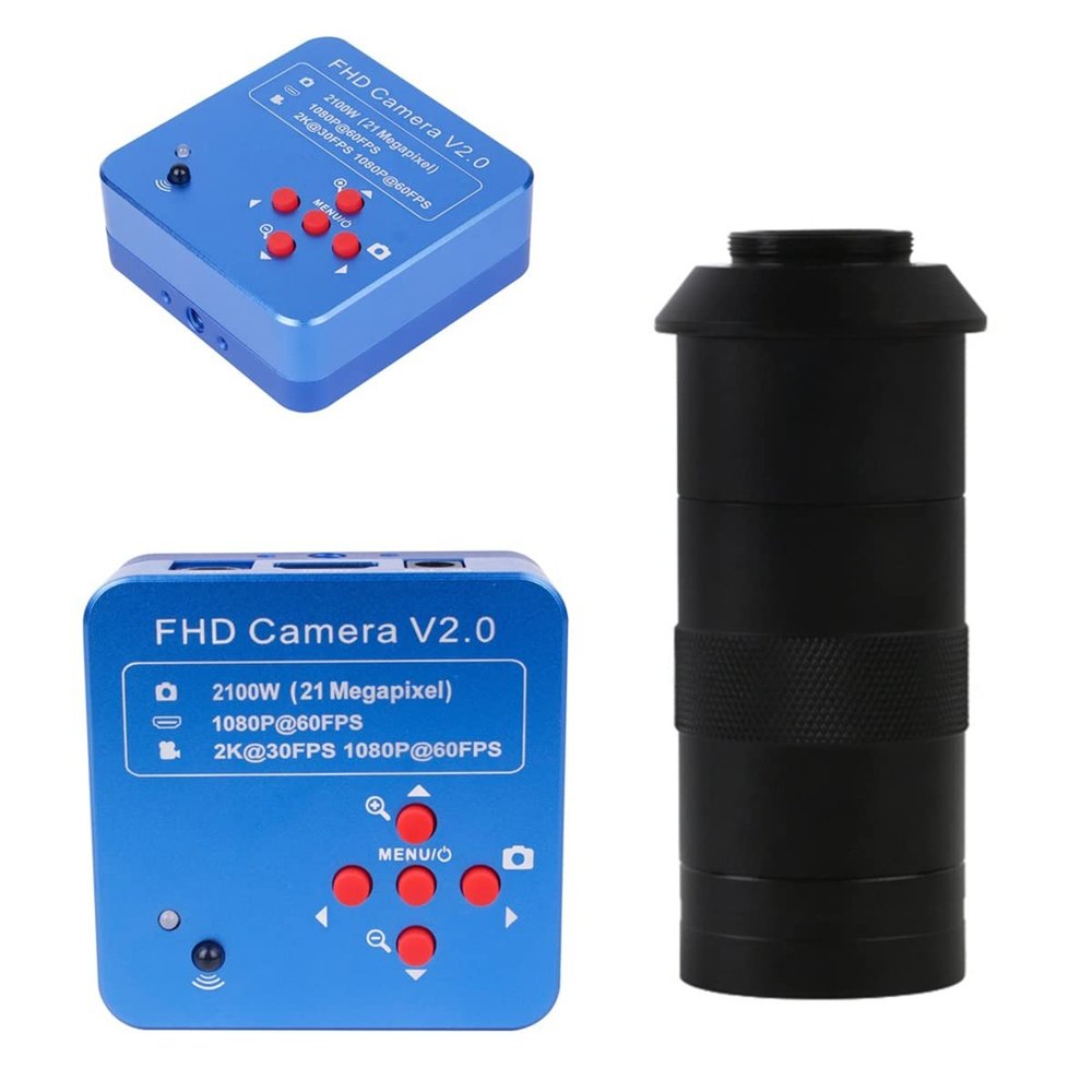 Microscope Kit Full HD 2K 48MP 21MP Video Lab HDMI USB Microscope Camera 130X 180X Zoom C Mount Lens Microscope Lens Adapters (Color : 21MP 130X Lens)
