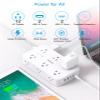 Extension Cord 10 Ft, HANYCONY Surge Protector with 12 Outlets 4 USB Ports (2USB C), Large Desk Power Strip with Long Cord, Flat Plug, Wall Mount for Office Home College Dorm Room Essentials, White view 2
