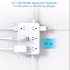 Extension Cord 10 Ft, HANYCONY Surge Protector with 12 Outlets 4 USB Ports (2USB C), Large Desk Power Strip with Long Cord, Flat Plug, Wall Mount for Office Home College Dorm Room Essentials, White view 3