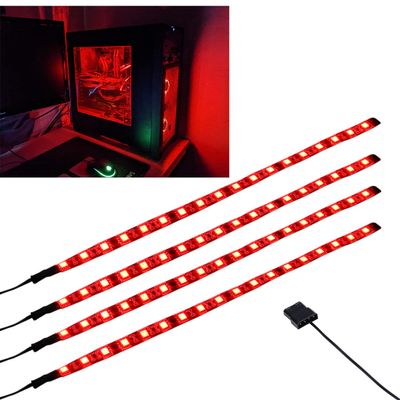 DS RED Computer Light LED Strip with Magnetic Design for PC Case Lighting Kit,Mid Tower and Full Tower use (4Pack, S Series)