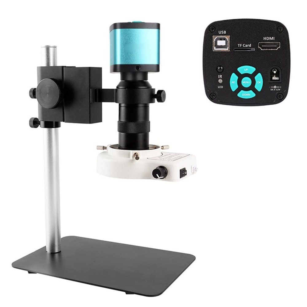 Microscope Accessories Kit 4K 48MP HDMI USB Digital Video Monocular Microscope Camera Continus Zoom 180X 130X C Mount Microscope Slides (Color : A)