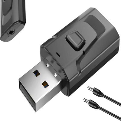 SHANFEILU USB BT 5.0 Adapter 4-in-1 Wireless Stereo Audio Transmitter Receiver Adapter with 3.5mm AUX for Car Aux PC TV Speaker Home Audio System