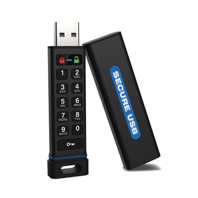 ClevX SecureData SecureUSB KP 128GB Hardware Encrypted USB 3.0 Flash Drive FIPS 140-2 Level 3 Unlock via Keypad TAA Compliant, CJIS, HIPAA, CMMC, GDPR Compliant, Works with Mac and Win Free AV