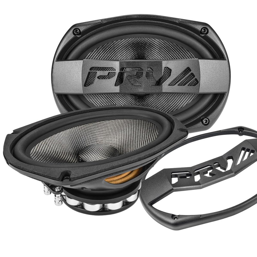 PRV AUDIO Carbon Fiber 6x9 Midrange Speaker 500 Watts 4 Ohm Neodymium 69MR500CF-NDY-4 Water Resistant Pro Audio Loudspeaker for Boat UTV 4-Wheeler Motorcycle (2 Speakers)