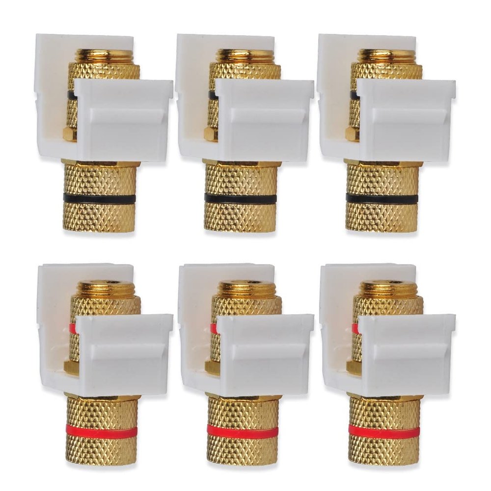 Besmelody Speaker Post Snap-in Banana Keystone Jack - White, 6pcs