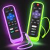 2Pack Case for Roku Remote, Cover for Hisense Roku TV Steaming Stick/Express Universal Replacement Controller Silicone Sleeve Skin Glow in The Dark Green and Purple view 1