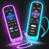 2Pack Case for Roku Remote, Cover for Hisense Roku TV Steaming Stick/Express Universal Replacement Controller Silicone Sleeve Skin Glow in The Dark Sky and Purple view 1