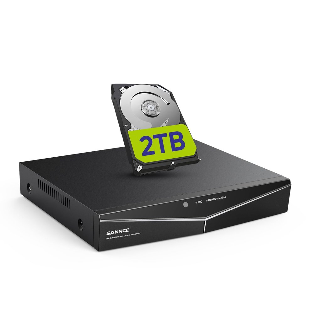 DVR for Security Camera, SANNCE 5MP 8CH CCTV DVR with 2TB Hard Drive, H.264+ Hybrid 5-in-1 Surveillance Recorder for 8CH Analog and 2CH IP Cameras, Remote Access, Motion Detection, 7/24 Recording