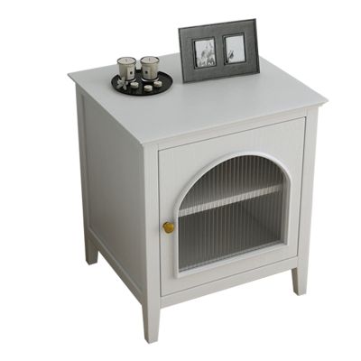 Bedroom Nightstands Oak Nightstand with 2 Storage, Bedside Tables Pull the Glass Cabinet Door Simple Style Bedside Storage Cabinet for Bedroom Living Room, Free Installation Beside Table for Living Ro