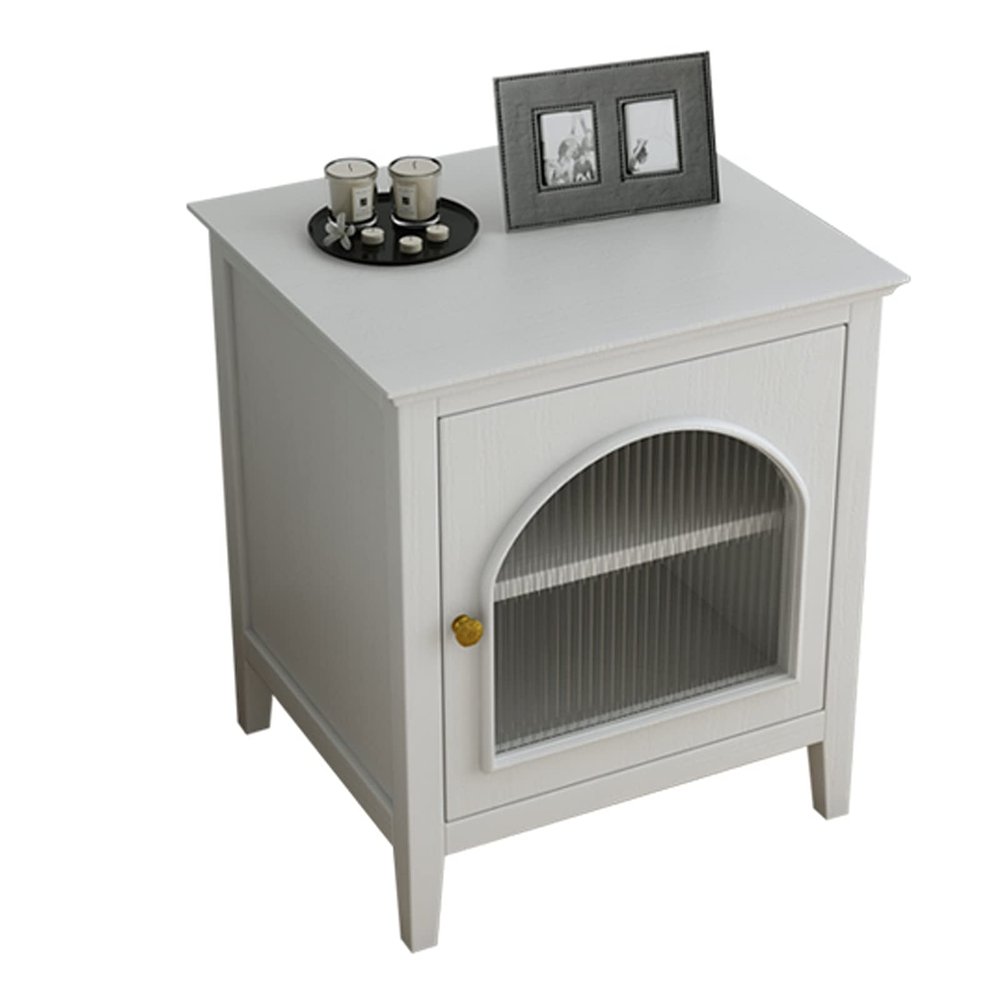 Bedroom Nightstands Oak Nightstand with 2 Storage, Bedside Tables Pull the Glass Cabinet Door Simple Style Bedside Storage Cabinet for Bedroom Living Room, Free Installation Beside Table for Living Ro