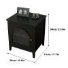 Bedroom Nightstands Oak Nightstand with 2 Storage, Bedside Tables Pull the Glass Cabinet Door Simple Style Bedside Storage Cabinet for Bedroom Living Room, Free Installation Beside Table for Living Ro view 3
