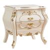 TOMYEUS Bedroom Nightstands White Bedside Tables with 2 Wood Drawers, Plastic Steel Frame Storage Cabinet Beautifully Carved Modern Style Nightstand for Bedroom 23.6" H Beside Table for Living Room view 1