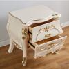 TOMYEUS Bedroom Nightstands White Bedside Tables with 2 Wood Drawers, Plastic Steel Frame Storage Cabinet Beautifully Carved Modern Style Nightstand for Bedroom 23.6" H Beside Table for Living Room view 2