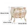 TOMYEUS Bedroom Nightstands White Bedside Tables with 2 Wood Drawers, Plastic Steel Frame Storage Cabinet Beautifully Carved Modern Style Nightstand for Bedroom 23.6" H Beside Table for Living Room view 3