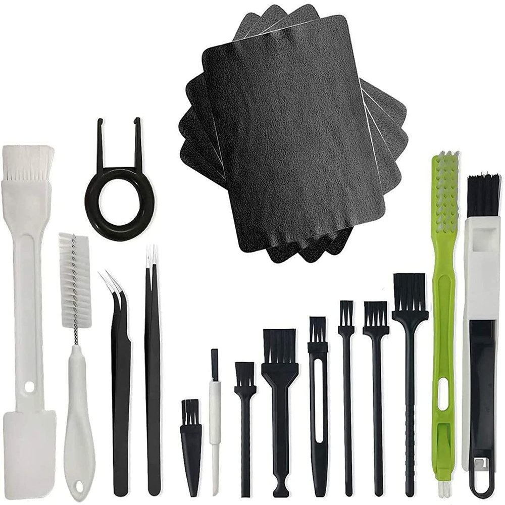 GWZiehory Keyboard Cleaner Brush, 19PCS Anti Static Computer Cleaning Kit with Tweezers, Small Portable Plastic Nylon Handle Dusty Brush for Car Seat Wall Gap Water Cup Home Cleaner