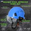 AOLAMEGS Construction Blue Hard Hats - Adjustable Vented Hard Hat with Visor for Men Women ABS Safety Helmet 6-Point Suspension Work Safety Helmet for Outdoor Height Industrial (with Clear Visor) view 2