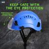 AOLAMEGS Construction Blue Hard Hats - Adjustable Vented Hard Hat with Visor for Men Women ABS Safety Helmet 6-Point Suspension Work Safety Helmet for Outdoor Height Industrial (with Clear Visor) view 3