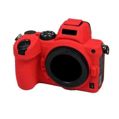 Camera Case Bag Red Soft Silicone Anti-Skid Texture Armor Skin Body Cover Protector for Nikon Z5 mirrorless camera