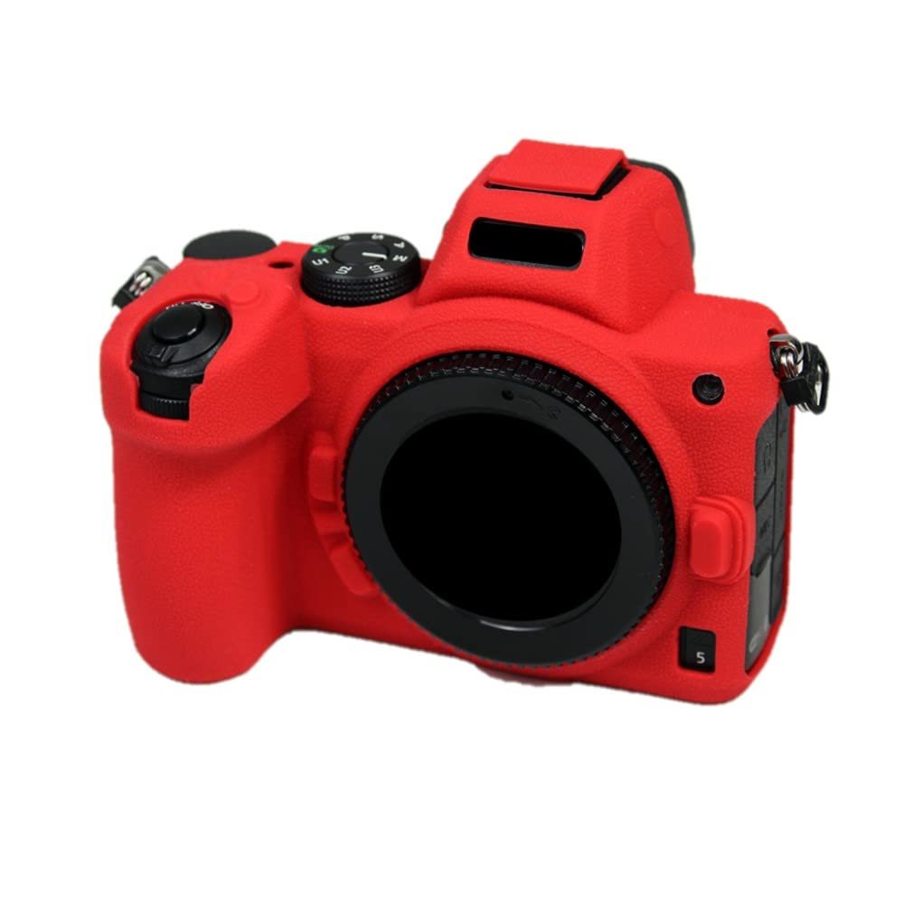 Camera Case Bag Red Soft Silicone Anti-Skid Texture Armor Skin Body Cover Protector for Nikon Z5 mirrorless camera