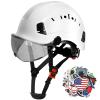 AOLAMEGS Construction Safety Hard Hat - ANSI Z89.1 Approved Safety Helmet with Visor & 50pcs Hard Hat Stickers Sliding Vented Hardhat for Men Women Adults Industrial Workwear Outdoor (Smoke Visor) view 1