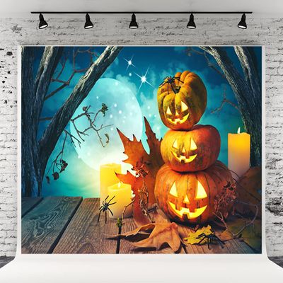 10x10ft Horror Pumpkin Trick or Treat Jack Theme Horror Night Spider Board for Horrible Party for Kids Photo Background Halloween Decoration Background