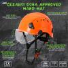 AOLAMEGS Construction Vented Hard Hats -Adjustable Vented Hard Hat with Visor for Men Women ABS Safety Helmet 6-Point Suspension Work Hardhats for Outdoor Height Industrial (Orange Clear Visor) view 2