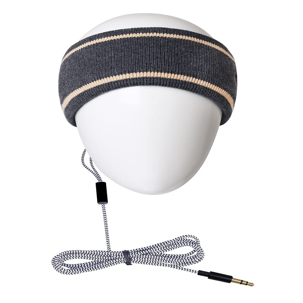 MMUSS Sleep Headphones with Knit Wool Headband with Ultra Thin Stereo Speakers.Perfect for Sports,Sleeping,Air Travel,Meditation and Relaxation (Grey)